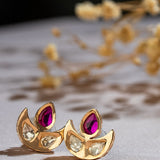 Gold Moozanite polki stone Pendant set