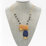 Lotus motif natural stones studded pendant chain