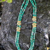 Shaded green multi-layered crystal beads necklace