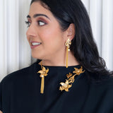 Flower and tassels design Hasli necklace and earrings set