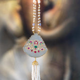 Stunning Monalisa Glass stone pendant neckpiece