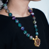 Shaded green and purple agate beads