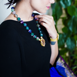 Shaded green and purple agate beads