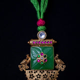 Green & Gold traditional style necklace (Pure Silver)