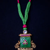 Green & Gold traditional style necklace (Pure Silver)
