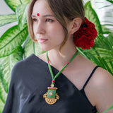 Green & Gold traditional style necklace (Pure Silver)