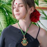 Green & Gold traditional style necklace (Pure Silver)