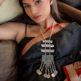 Handcrafted Statement necklace with Green Agate stone