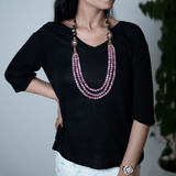Rose quartz layered necklace