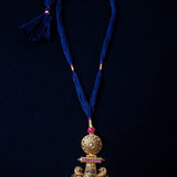 Deep Blue & Gold Statement necklace (Pure Silver)
