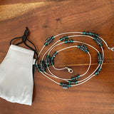 Green Crystals and African Recycled Glass Krobo Beads Mask Chain