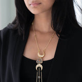 Citrine stone paired with kundan and pearls