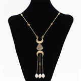 Citrine stone paired with kundan and pearls