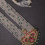 Unique statement necklace with a colorful stones studded pendant