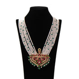 Unique statement necklace with a colorful stones studded pendant