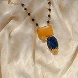 Lotus motif natural stones studded pendant chain