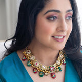 Statement necklace embellished with semi-precious stones
