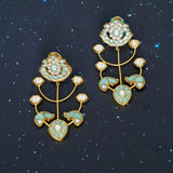 Rajwada Style Statement Earrings with Turquoise stones