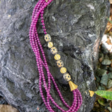 Magenta agate stone beads necklace