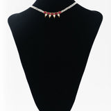 Beautiful dainty neckpiece handcrafted with silver, pearls, kemp stones, and kundan