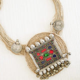 Jute necklace paired with an Afghani pendant
