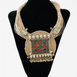 Jute necklace paired with an Afghani pendant