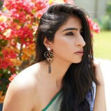Gold plated earrings with Moonstone and Tourmaline stones (RUI Collection)