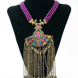 Afghani pendant paired with purple crystals ( Malak - Boho Collection)