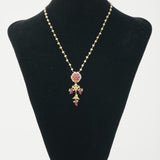 Beautiful neckpiece made with pearls, silver, kundan, kemp stones, and  red onyx