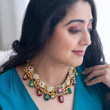 Statement necklace embellished with semi-precious stones