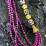 Magenta agate stone beads necklace