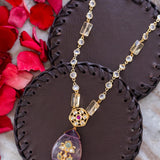 Mauve brazilion stone pendant chain