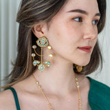 Rajwada Style Statement Earrings with Turquoise stones