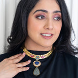 Natural stones studded Hasli necklace ( Diksha Collection)
