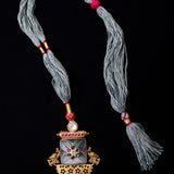Grey & Gold traditional look statement necklace (Pure Silver)