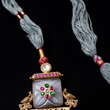 Grey & Gold traditional look statement necklace (Pure Silver)