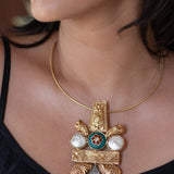 Long statement pendant handcrafted with unique elements