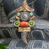 An antique finish temple neckpiece with godlike eyes and sword ( Temple Collection)