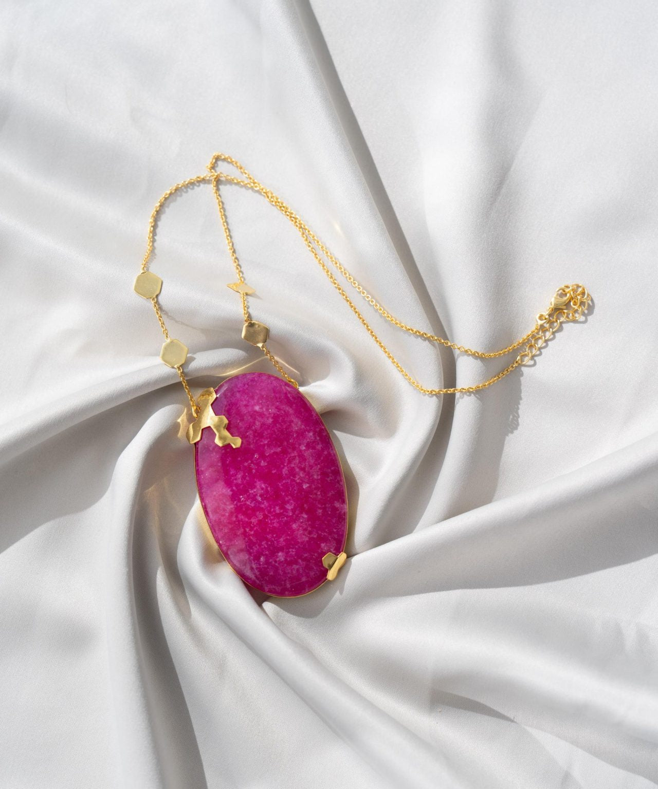 Hot Pink Jade Stone Pendant Chain ( Tiana Collection )