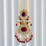 Statement necklace studded with Ruby stone and pearls