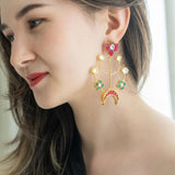 Rajwada Style Statement earrings with multi-colored stones