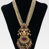 Statement necklace studded with Ruby stone and pearls