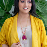 Beautiful cherry quartz & rose quartz pendant chain ( Shreya Collection)