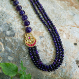 Statement purple agate beads necklace