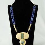 Gold plated Lapis Lazuli pendant necklace (Ananya Collection)