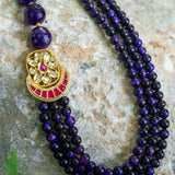Statement purple agate beads necklace
