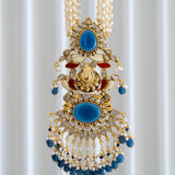 Statement necklace studded with blue Lapis lazuli and pearls