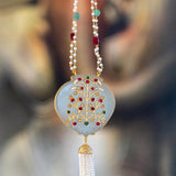 Beautifully cut Monalisa Glass stone pendant neckpiece