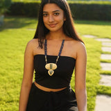 Gold plated Lapis Lazuli pendant necklace (Ananya Collection)