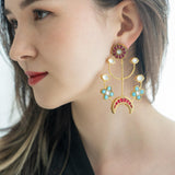 Rajwada Style Statement Earrings with multi-colored stones